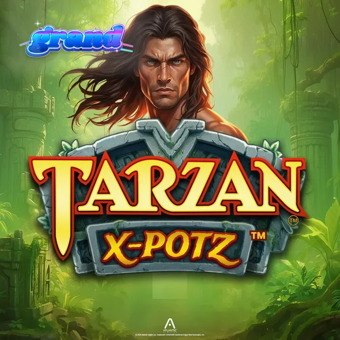 Tarzan X-Potz slot game interface featuring jungle theme and symbols